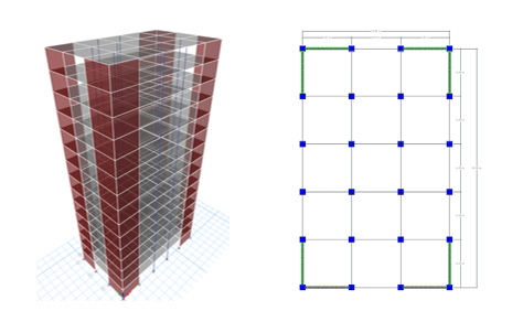 Gambar 4. Pemodelan Struktur Area Penempatan Shear wall Model 2 (SW2)