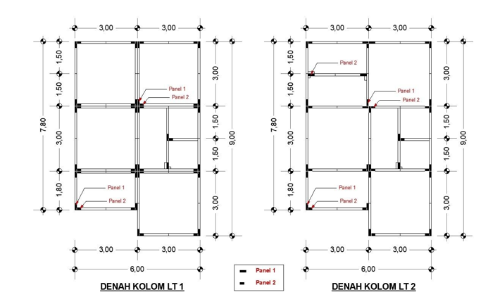 Gambar 6. Denah Kolom Pracetak Lantai 1 dan Lantai 2